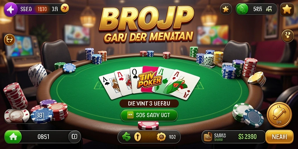 Tampilan gameplay seru BROJP dengan atmosfer poker yang menegangkan.