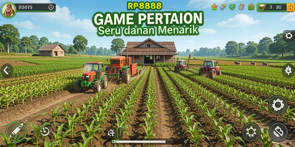 Tampilan menarik dari gameplay RP8888 yang menggambarkan pertanian yang memikat.