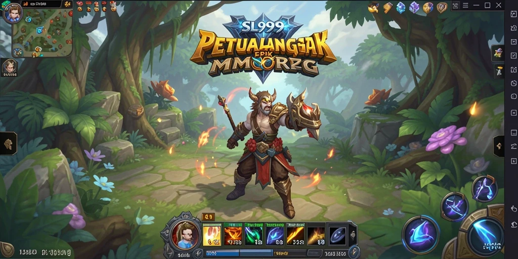 Tangkapan layar utama SL999 menampilkan pertarungan epik dalam dunia MMORPG.