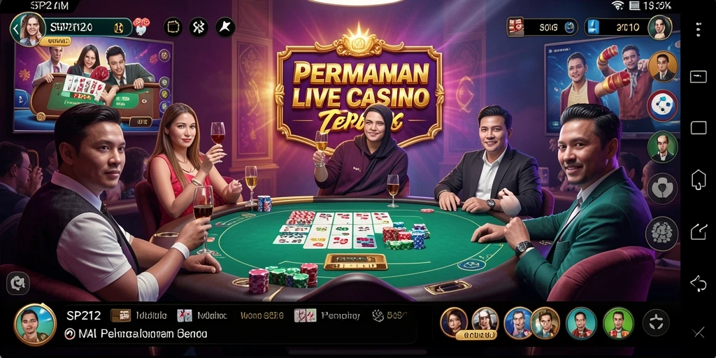 Screenshot gameplay SP212 menampilkan suasana Live Casino yang menarik dan interaktif.